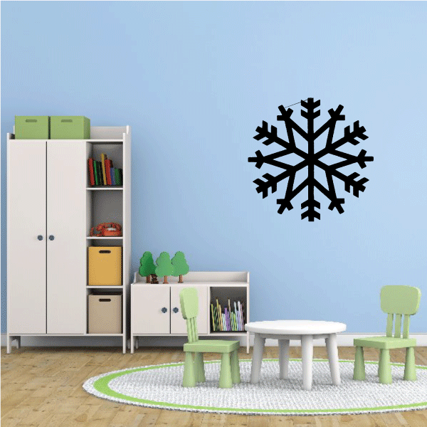 Black snowflake wall decal with thick branch and spike details