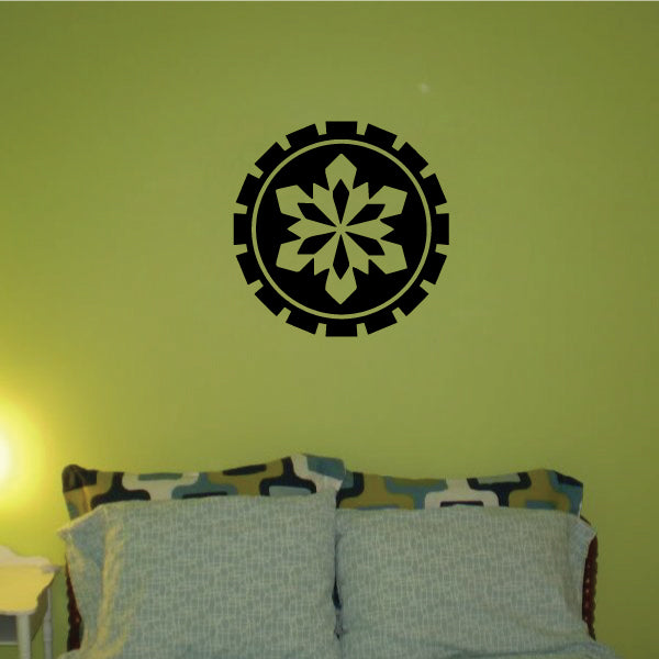 Snowflake wall decal: black circular snowflake emblem