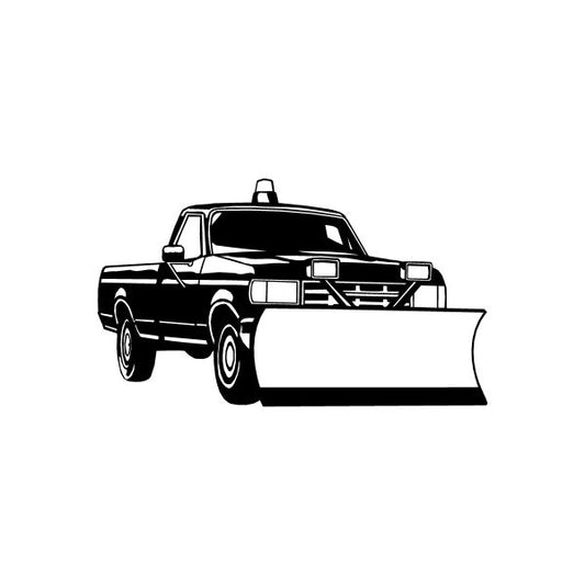 Snowplow truck decal: black outline pickup with front snowplow