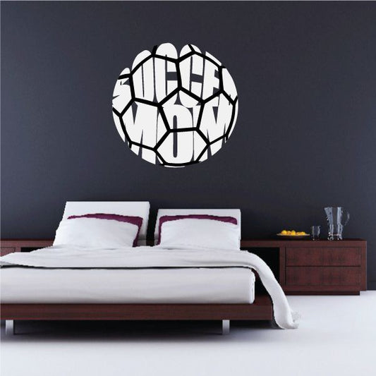 Soccer ball printed wall decal, black and white design