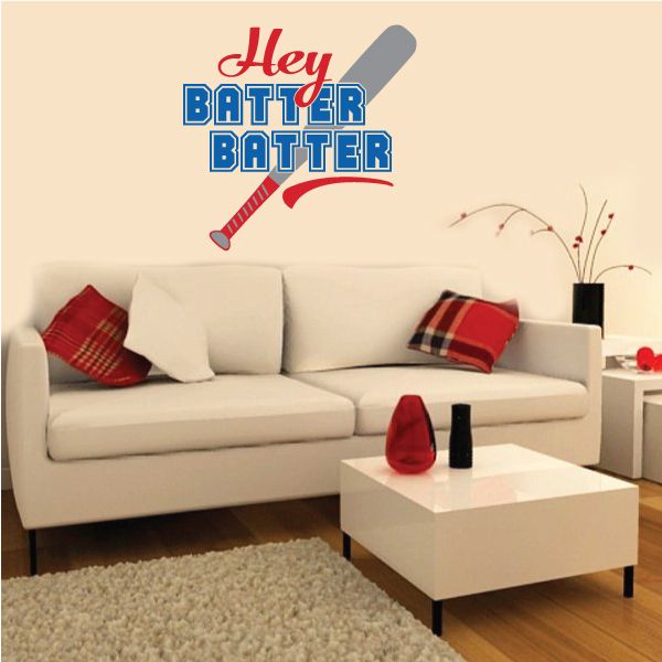 Image of Softball Hey Batter Batter Quote Color Wall Decal - Vinyl Decal - Car Decal - Vd006