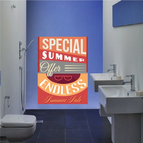 Typography vinyl wall decal with 'SPECIAL SUMMER' and 'Endless Summer' text