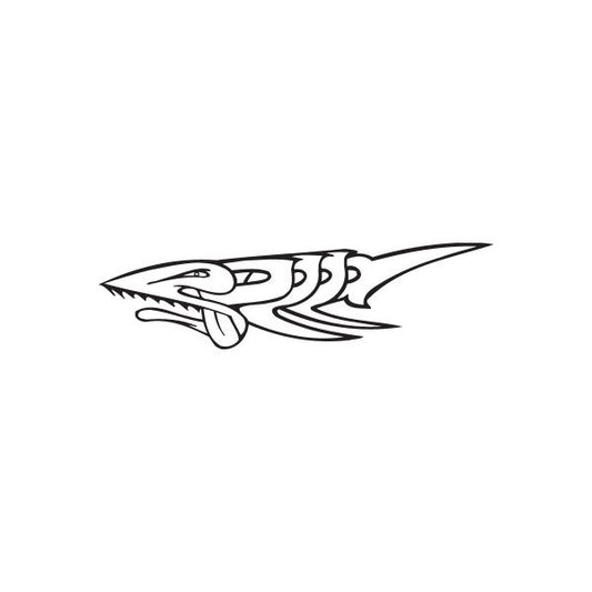 Graffiti speed decal with black outline and white/blue flame-like streaks