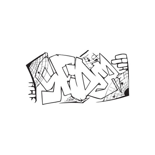Spider graffiti decal, black and white street art stencil style