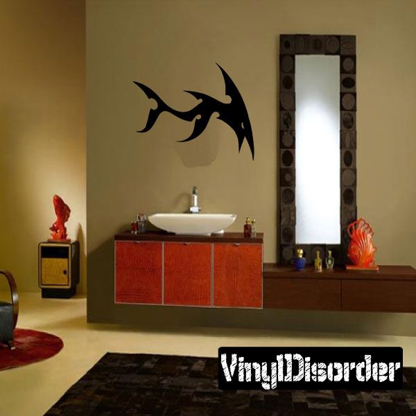 Abstract shark wall decal with spiky black silhouette