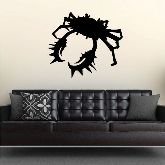 King crab wall decal, black spiky silhouette with claws and legs