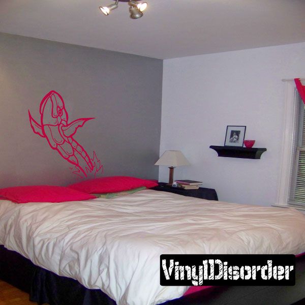 Red splashing whale wall decal with flowing water splash lines