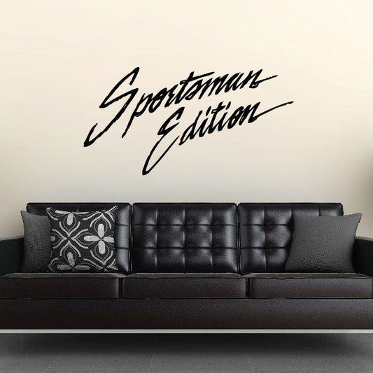 Black cursive Sportsman Edition vinyl decal