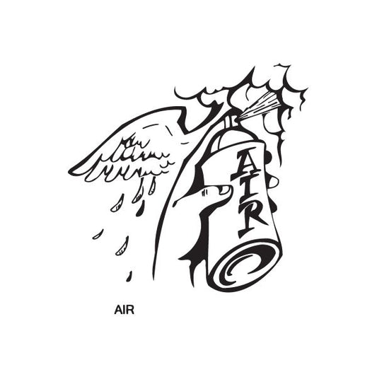 Angel spray paint can decal, black graffiti-style with dripping paint and wings