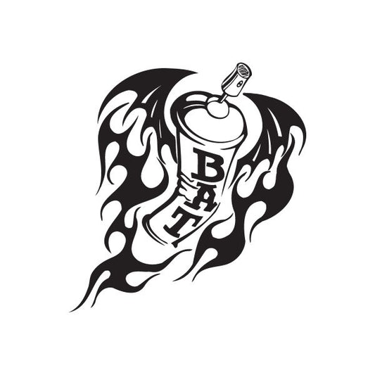 Black graffiti wings spray can flying decal sticker with emblem