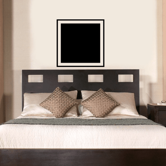 Square monogram decal with black center and gold script monogram