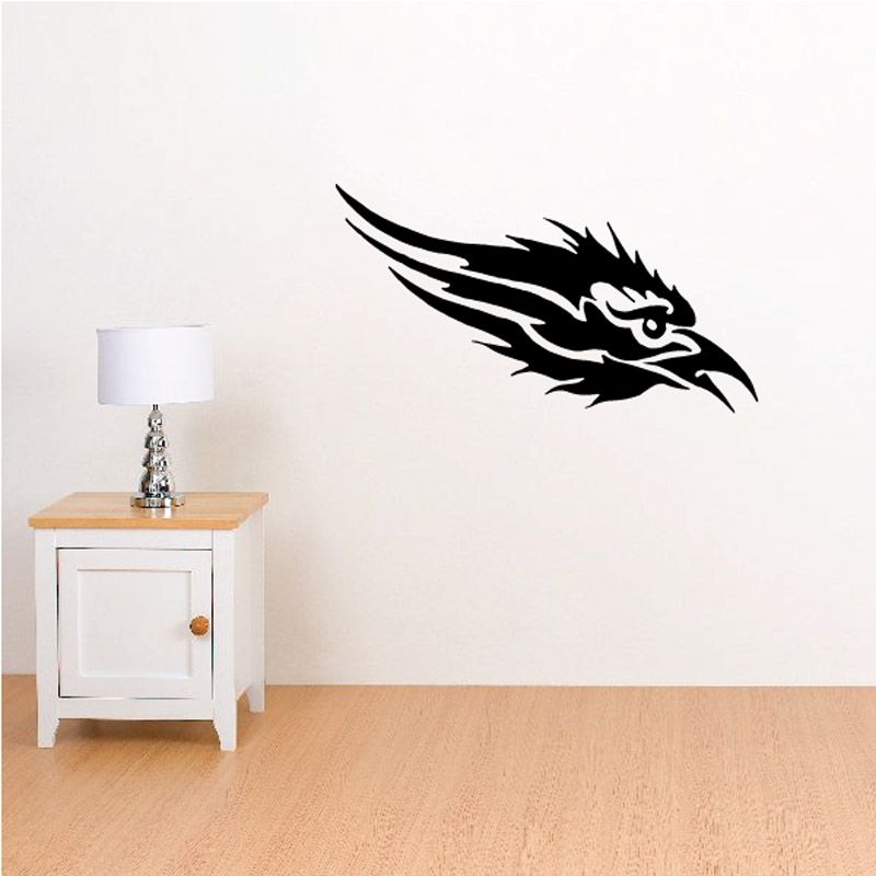Black eagle head decal with stylized squawking bird design