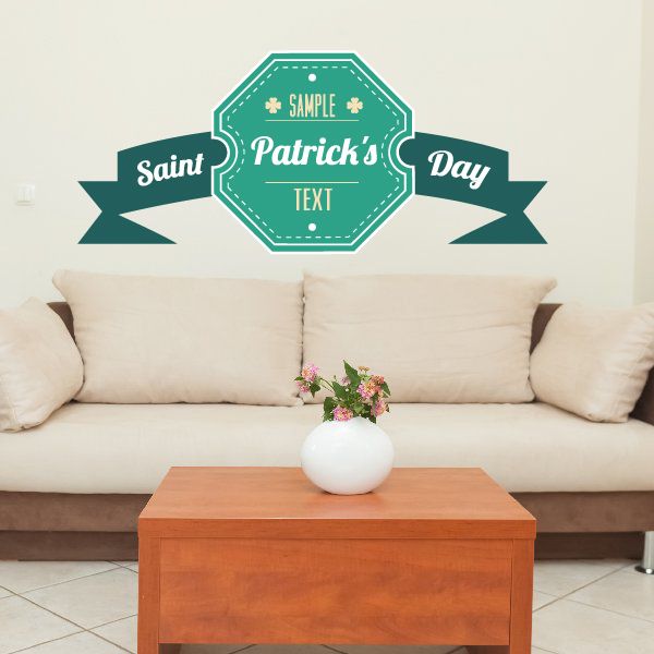 St Patrick's Day belt-style banner decal, teal and green Saint Patrick's Day text