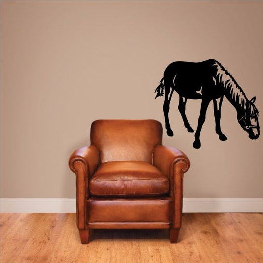 Grazing horse wall decal, black silhouette