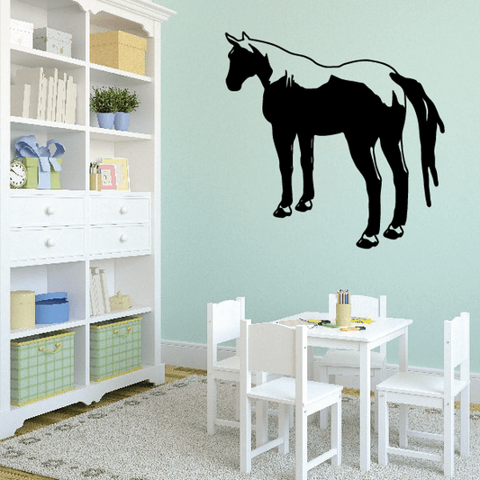 Black horse turning away wall decal with detailed silhouette