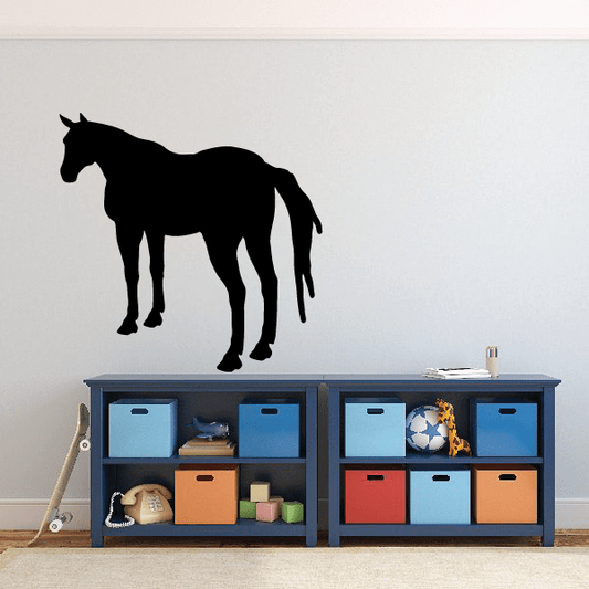 Black horse turning away silhouette decal