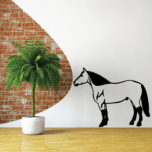 Standing American Quarter Horse decal of a black-and-white standing horse