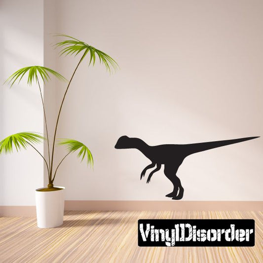 Standing black Dilophosaurus dinosaur wall decal silhouette