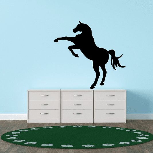 Black horse standing on hind legs wall decal silhouette