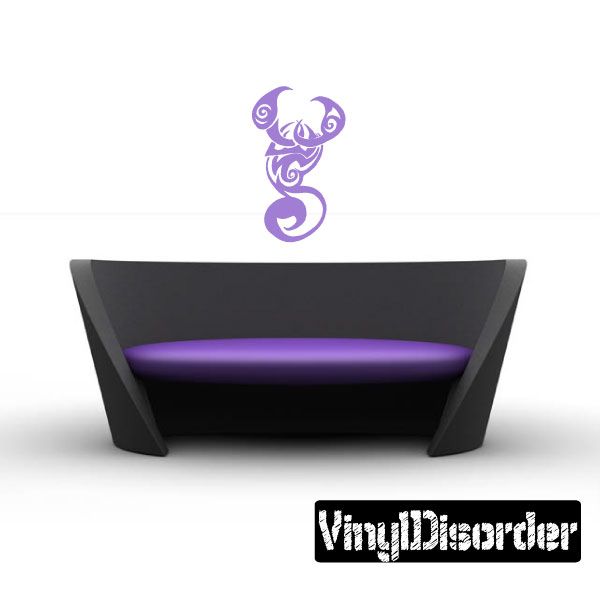 Purple standing scorpion wall decal with tribal swirl design