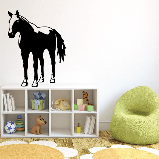 Black standing horse decal silhouette, side view
