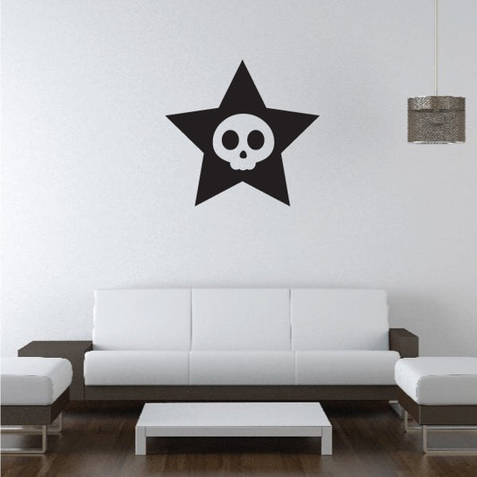 Star decal: black five-point star with skull face cutout
