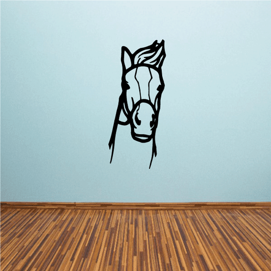 Horse head bridle decal, black line-art sticker