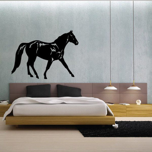 Black trotting horse silhouette wall decal
