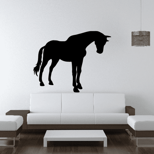 Standing horse decal, black silhouette of a standing horse