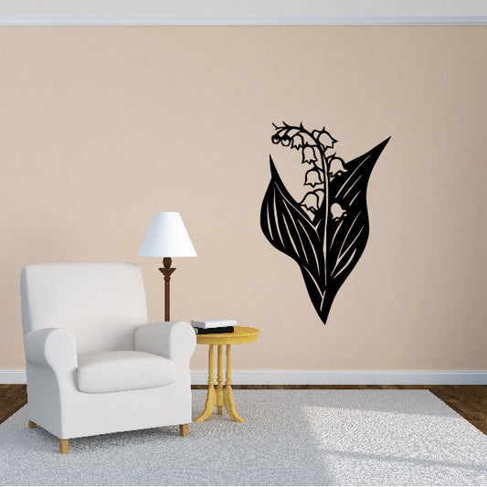 Black floral wall decal with tall leaf sprig design