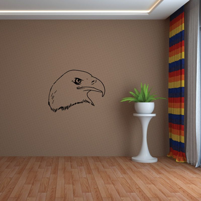 Eagle head wall decal in black line art