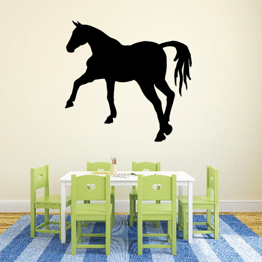 Stomping horse silhouette decal, black vinyl horse figure with raised legs