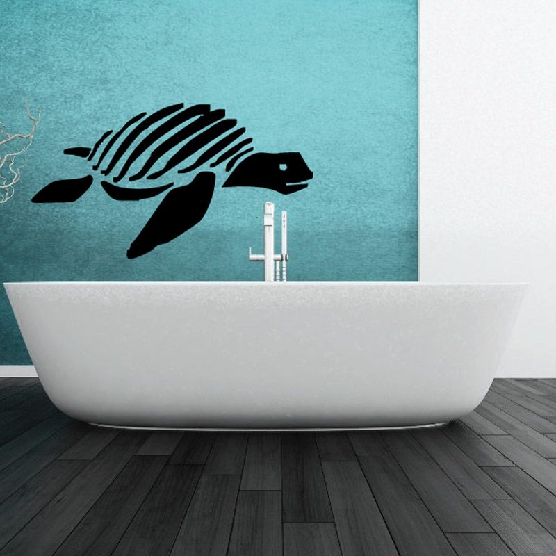 Black striped sea turtle shell decal wall sticker