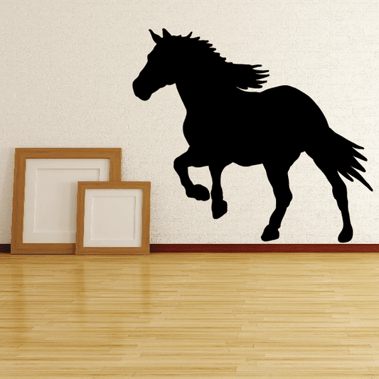 Black horse silhouette wall decal with rearing pose