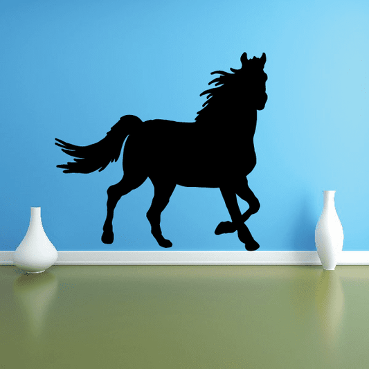 Stallion posing decal, black horse silhouette on clear background
