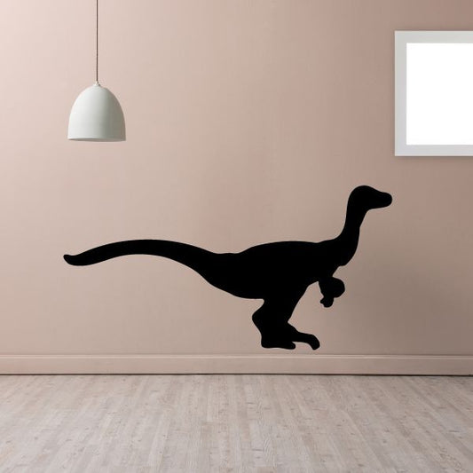 Struthiomimus dinosaur wall decal in black, full-body silhouette