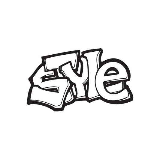 Black and white graffiti-style decal