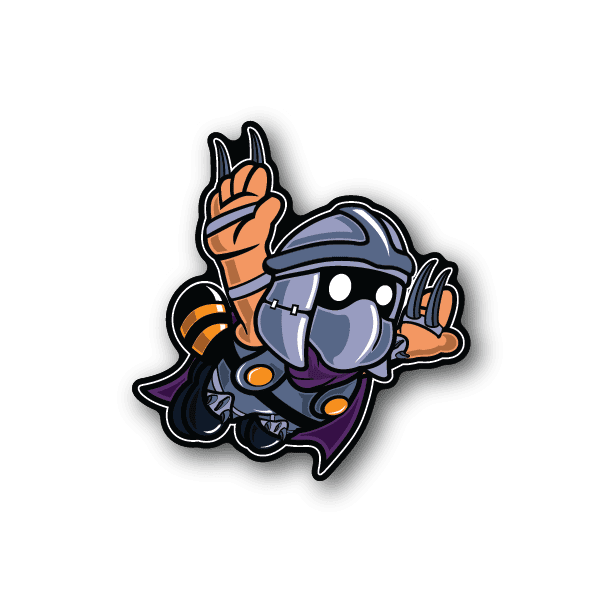 Vinyl sticker of cartoon ninja with blue helmet and orange gloves