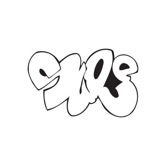 Graffiti decal sticker with black-and-white graffiti-style lettering
