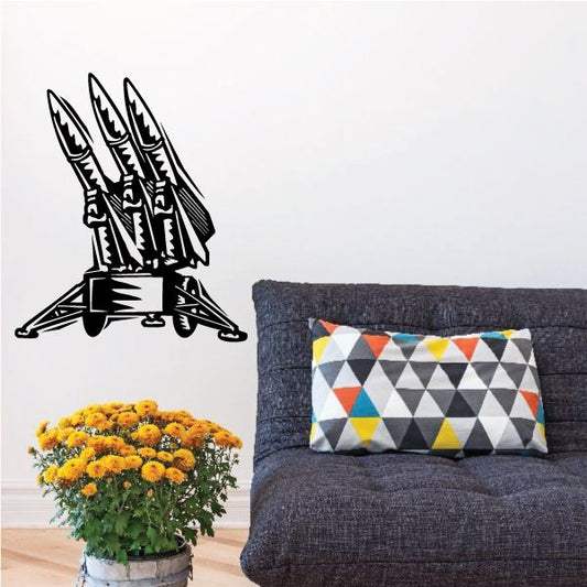Missile array wall decal, black rocket cluster design