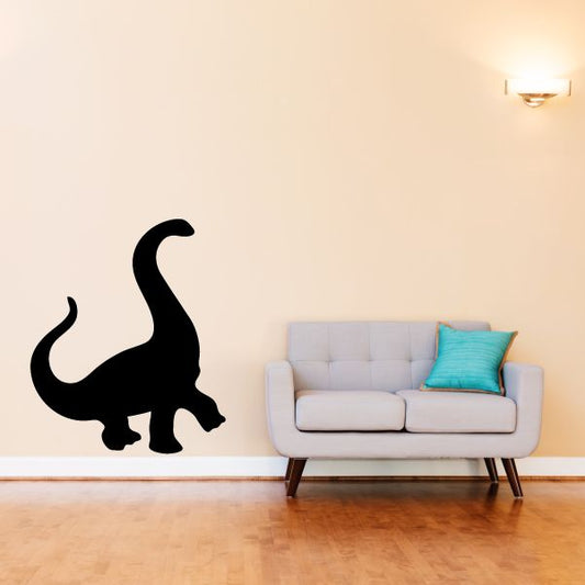 Surprised brontosaurus wall decal, black dinosaur silhouette