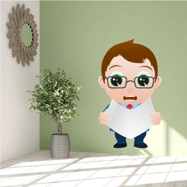 Image of Surprised Cartoon Businessman Wall Decal - Vinyl Sticker - Car Sticker - IDCOLOR004