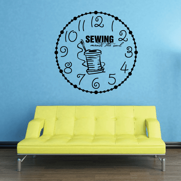 Image of Sweing Mends the Soul Clock Face Wall Decal