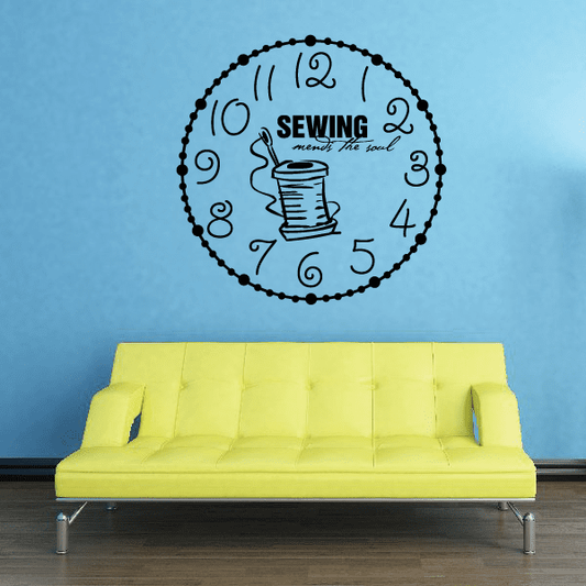 Image of Sweing Mends the Soul Clock Face Wall Decal