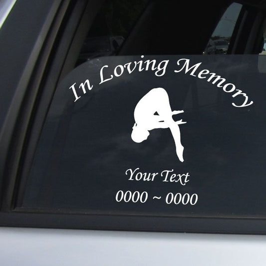 In loving memory diver decal with swimmer silhouette, Your Text, and 0000~0000
