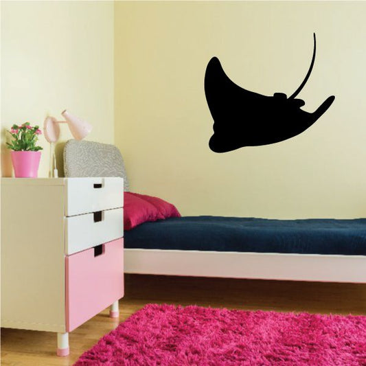 Black stingray wall decal with curved tail
