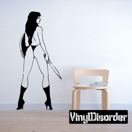 Image of Swordswoman with Shield Decal