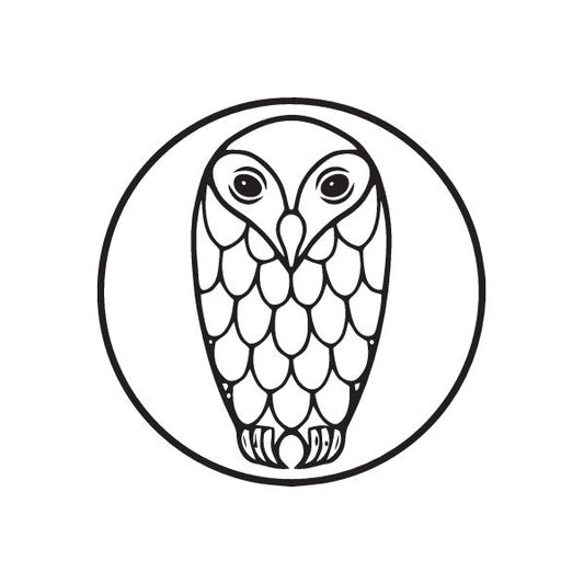 Image of Symmetrical Owl in Circle Decal