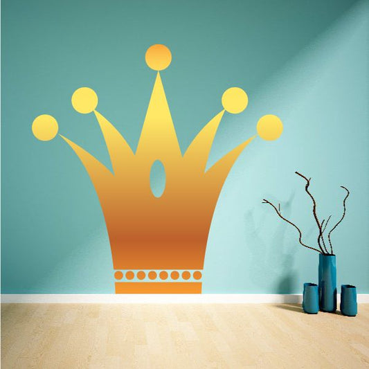Tall princess crown sticker, gold crown with jewel-like center and beaded band