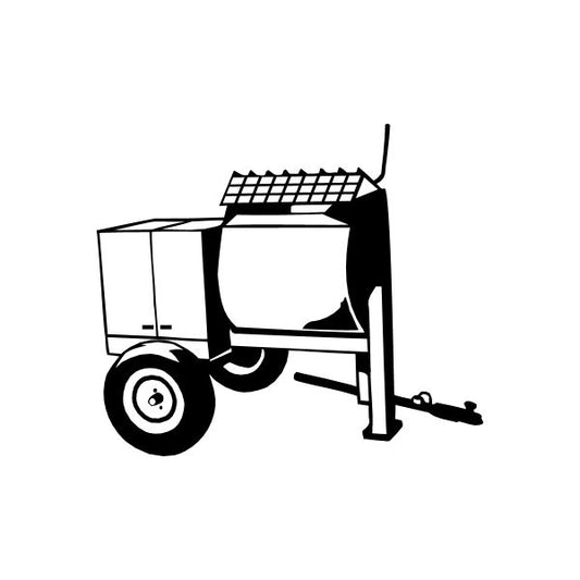 Tar mixer decal sticker featuring black-and-white illustrated mixing truck with wheels